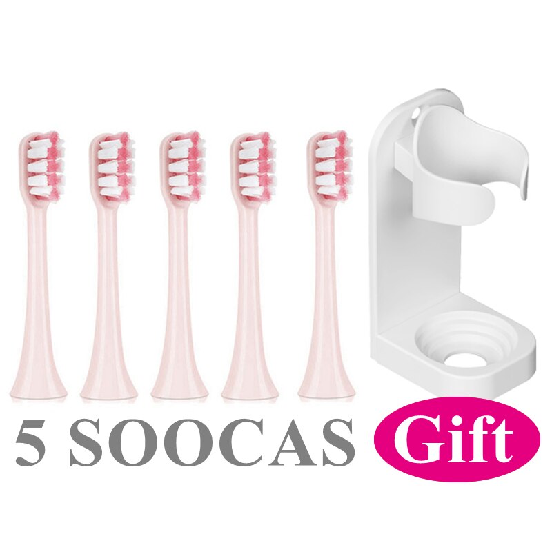 5 stk udskiftning af tandbørstehoveder til xiaomi soocas  x3/x1/x5 til soocas / xiaomi mijia med vægmonteret holder: C