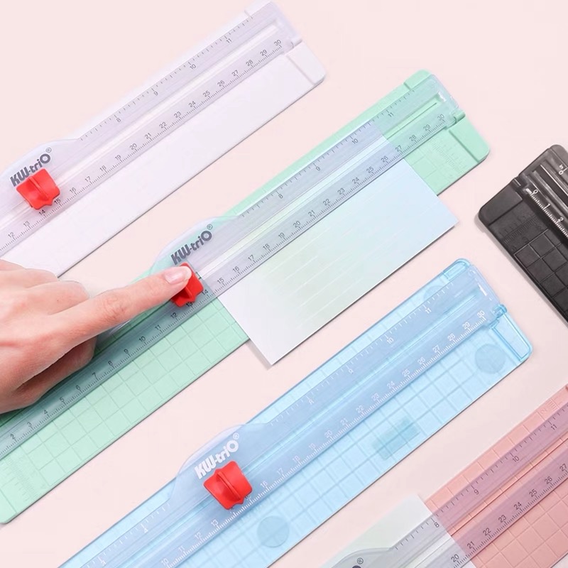 1PC Paper Cutter Portable Cutter Paper Slicer Scrapbooking Tool with Automatic Safety Protection Device and Side Ruler