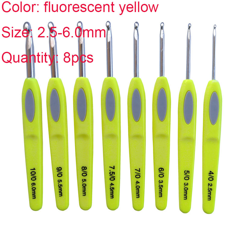 8Pcs/Set 2.5-6.0mm Crochet Hooks Aluminum Ergonomic Knitting Needle Hook Crochet Hook Knitting Needles for Crocheting Yarn Craft: Dark Khaki