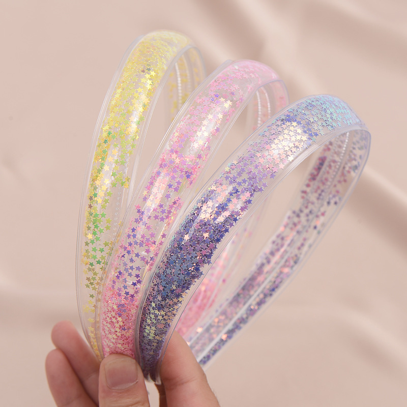 Gennemsigtige kviksand pandebånd brede glitter tænder hårbånd til kvinder piger børn bling bezel hår bøjler hår tilbehør