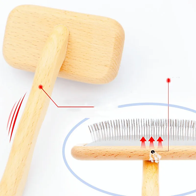 Hondenborstel Houten hondenkam Dierenhaarverwijderaar Hondenverzorgingsborstel Kattenhaar Knoopkammen Comfortabel handvat Hondenkam Accessoires voor huisdieren