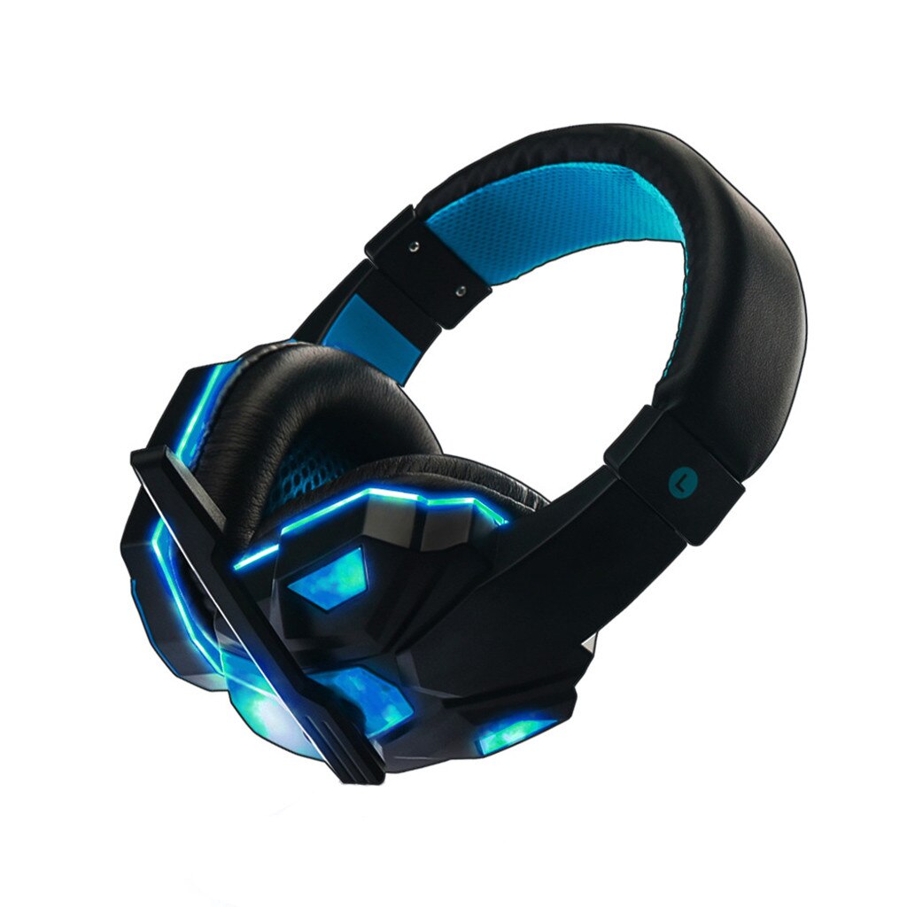 Fone de ouvido de jogos 3.5mm over-ear estéreo gaming microfone de fone de ouvido para n-switch head-mounted gaming computador fone de ouvido com luz: black