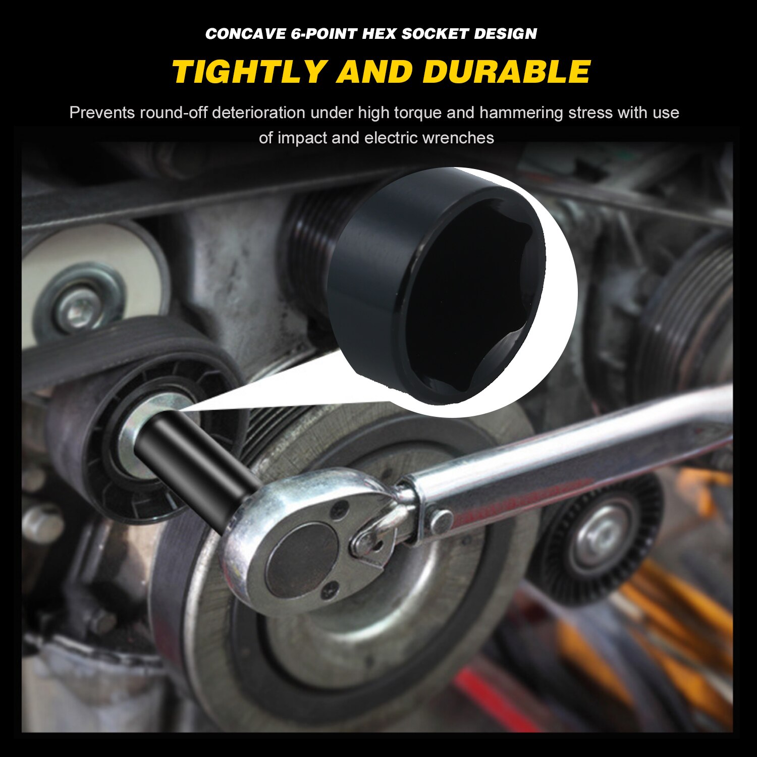 socket wrench 1/2Inch Drive 6-Point Impact Socket Set 10-Piece Metric Sizes 10-24mm Carbon Steel with Hard Storage Box 45# Steel