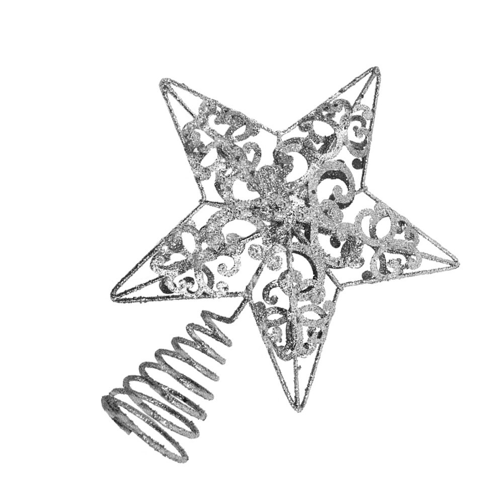 Adornos de escritorio delicados de plata de adornos para copa de árbol de Navidad suministros festivos de decoración de estrellas para el hogar Bar adornos colgantes de árbol de Navidad A5