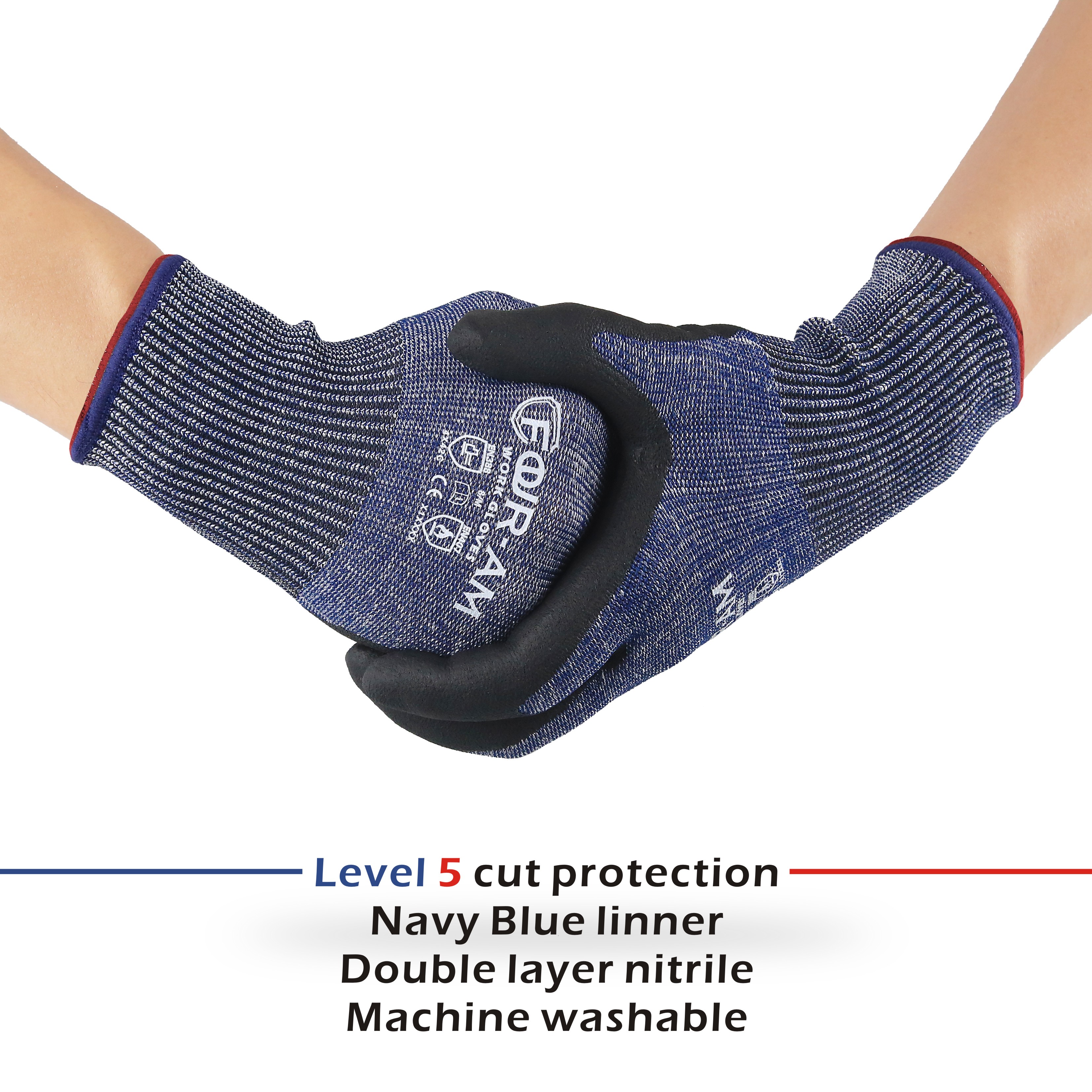 1/3 pares de guantes de trabajo resistentes a cortes ANSI Cut4, ajuste elástico cómodo 3D, agarre eléctrico, nitrilo arenoso duradero