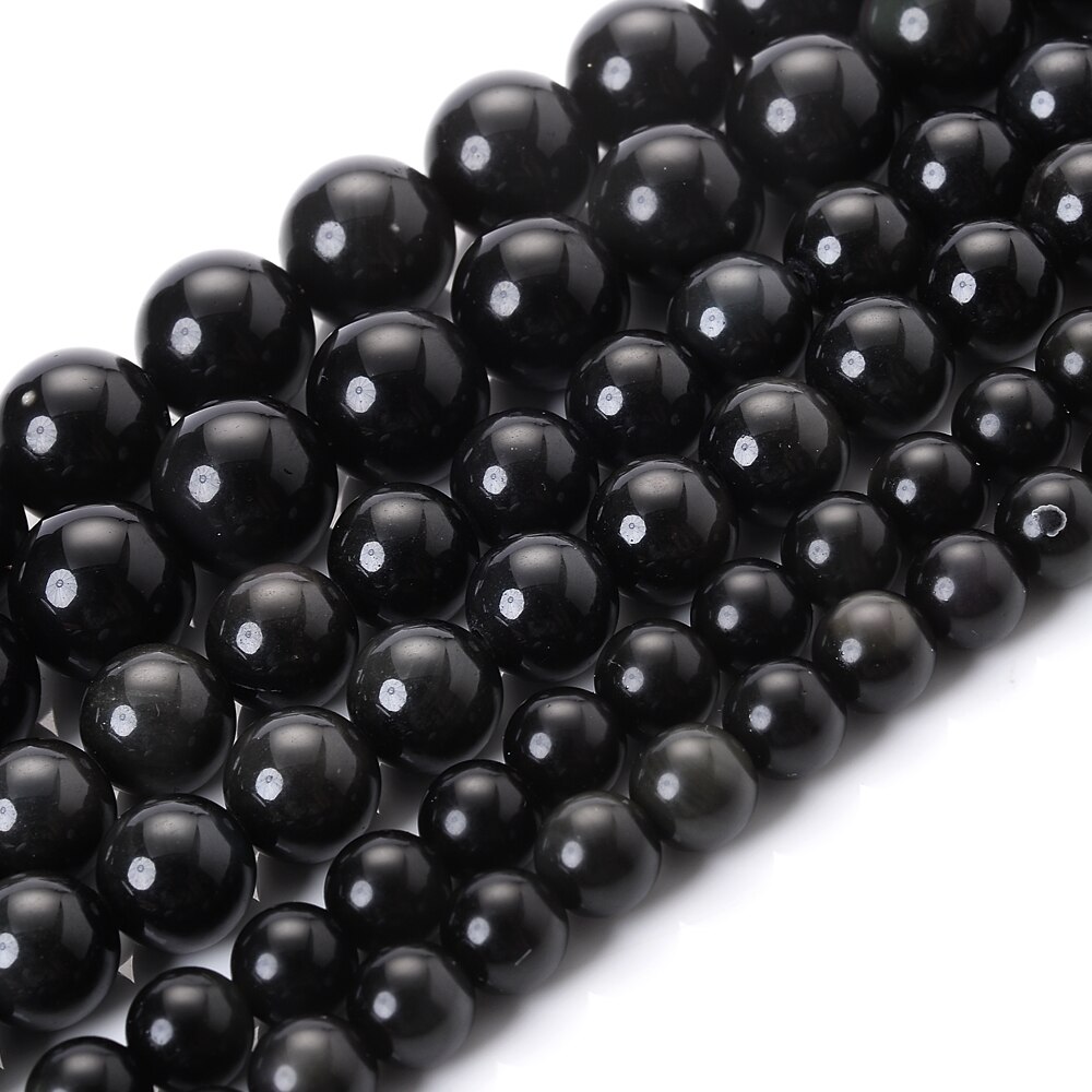 4/6/8/10/12mm Obsidian Round Natural Stone Bead Loose Spacer Beads for DIY Jewelry Making Bulk Bracelet Necklace Accessroies