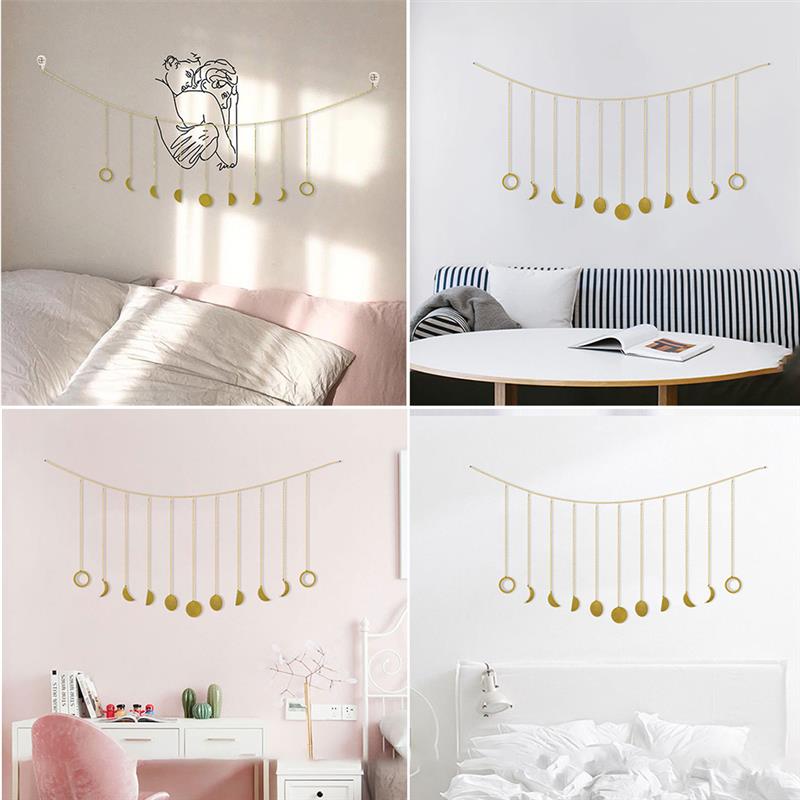 Métal rond pièce soleil lune étoile forme suspendus décoration Photo Blackgroud mur décor à la maison planète décoration