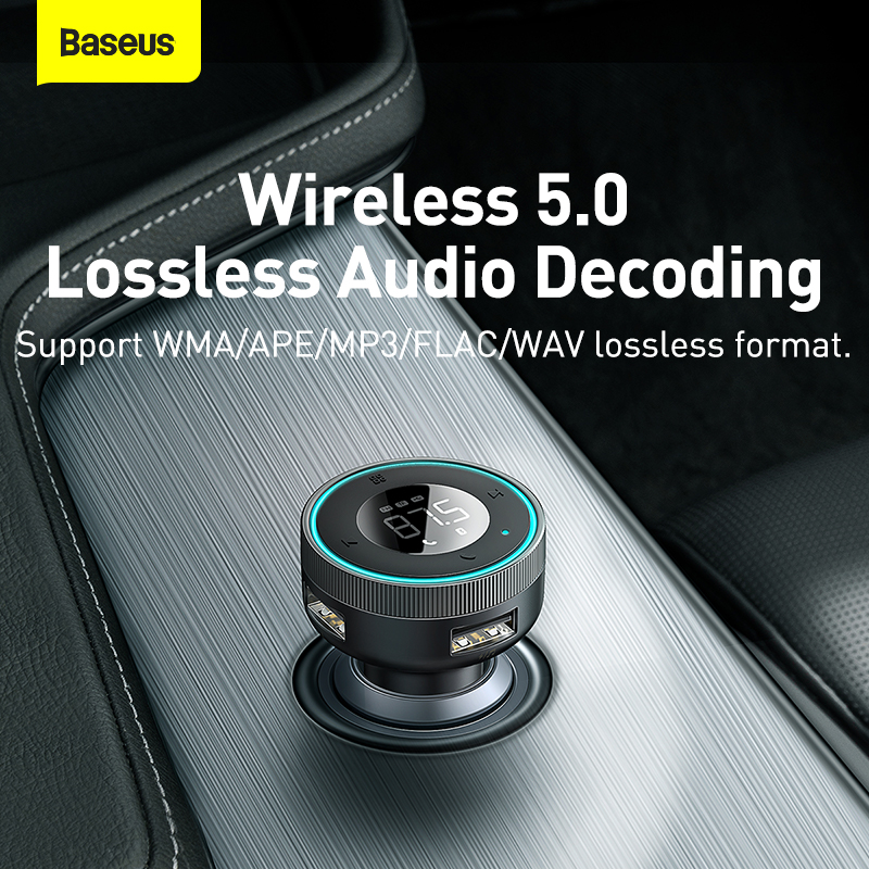 Baseus FM Tansmitter Wireless Bluetooth 5.0 FM Radio Modulator Adapter USB Phone Car Charger Handsfree AUX Disk MP3 Player Music