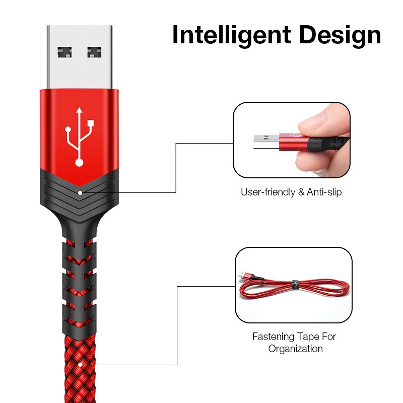 JSAUX Micro câble USB et câble de Type C 3A charge rapide pour Samsung Xiaomi câble de données de téléphone portable type-c pour Xiaomi Redmi Note 8