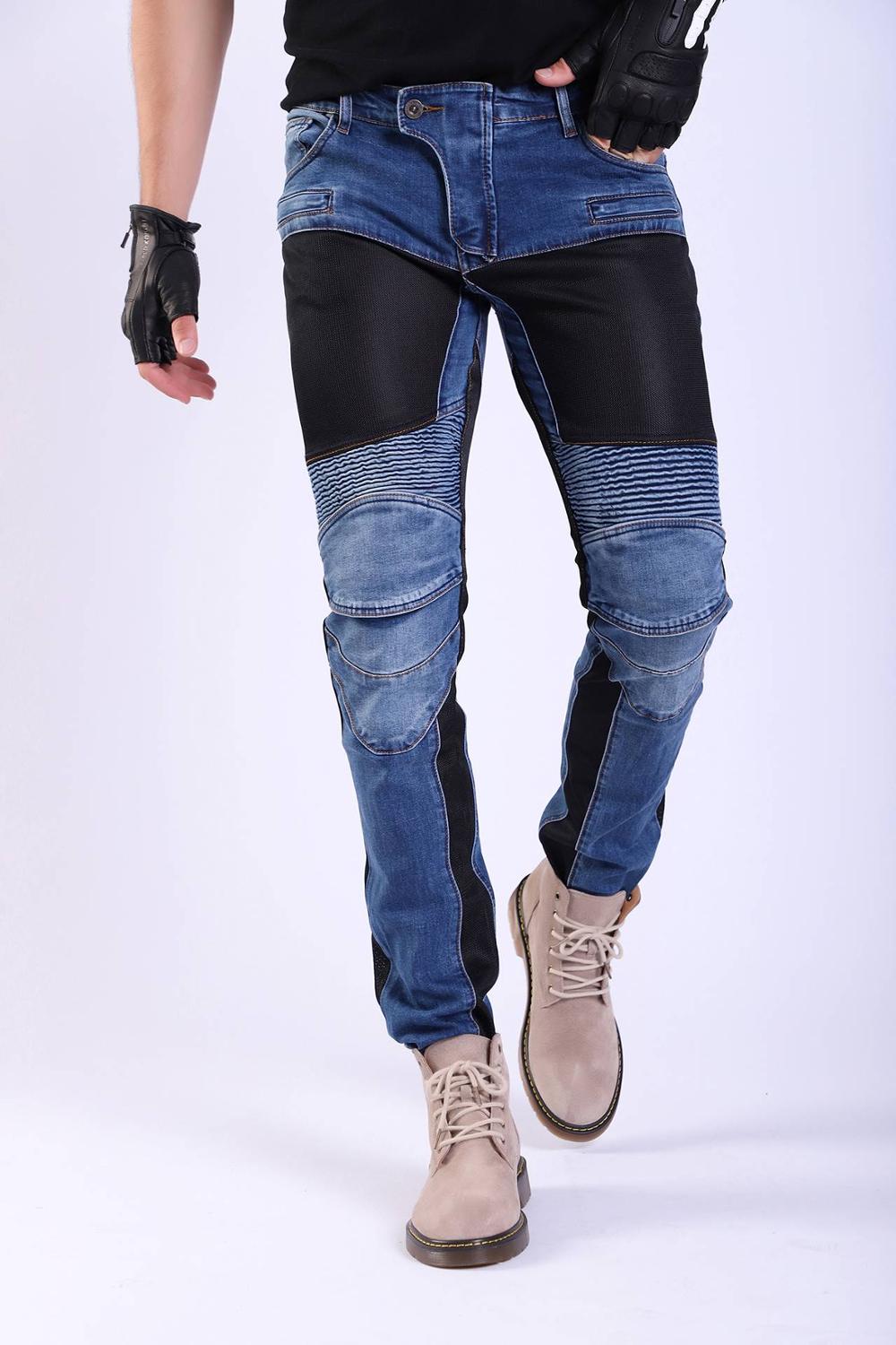 VOLERO Motorcycles PK719 Jeans Leisure Motorcycle Men's Off-road Outdoor Jean/cycling Pants With Protect Equipment And Mesh: Blue / S 28