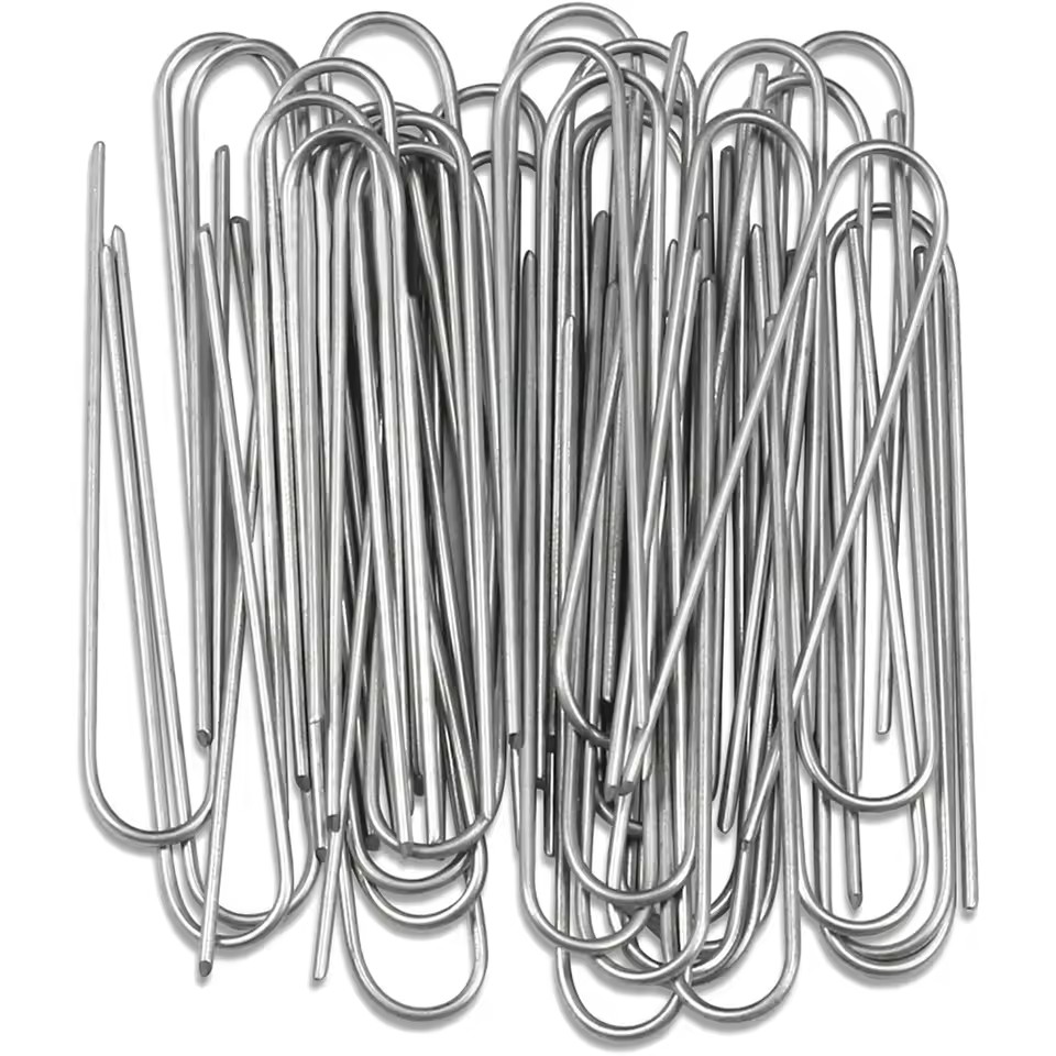 Trädgårdspinne silvermetall u-form trädgårdsklammer trädgårdsmarkspik film fasta pinnar trädgårdsredskap filmpinne landskapsspikar