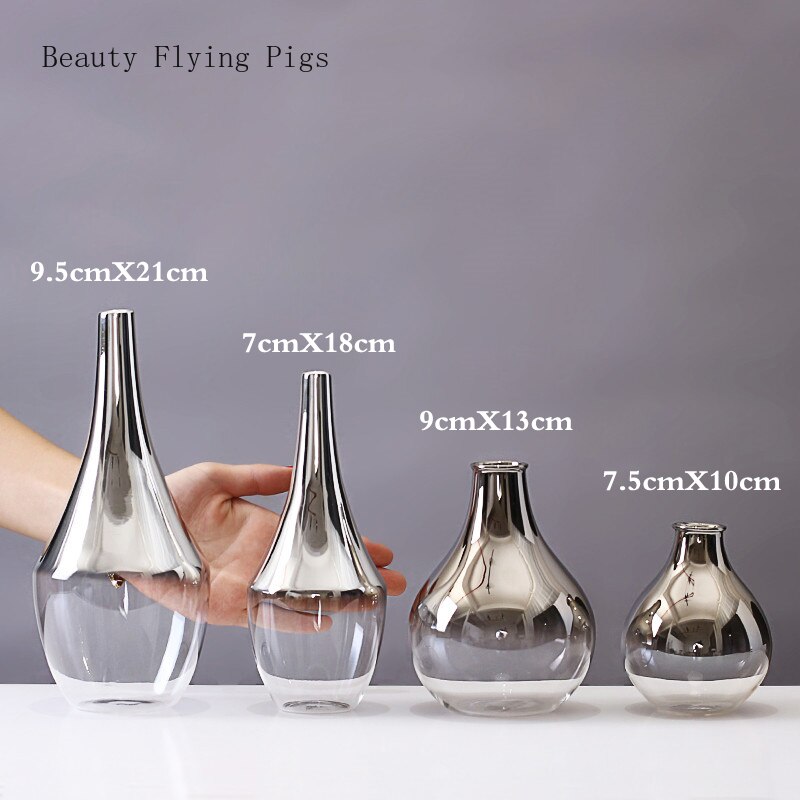 Moderne einfache silber glas kleine Vase blume Arrangeur licht luxus hause wohnzimmer esstisch wein schrank Veranda dekoration
