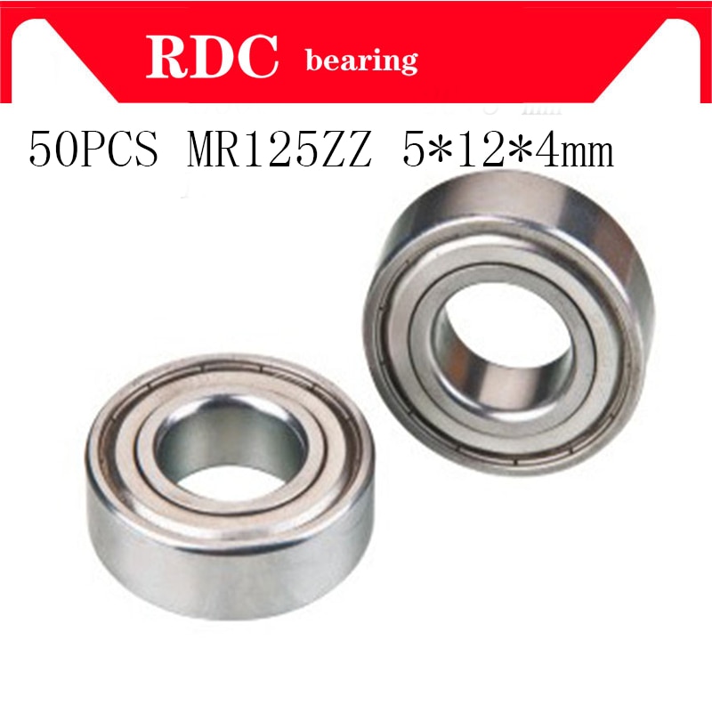 50pcs/Lot ABEC-5 MR125ZZ MR125Z MR125-2Z MR125 ZZ L-1250ZZ 5x12x4 mm Metal seal Miniature Deep Groove Ball Bearing