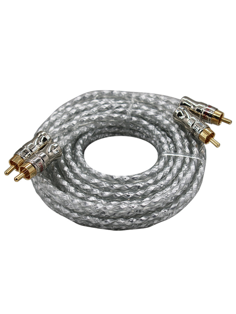 Cable de Audio para coche, Cable de señal de cabeza de Metal de cobre puro, altavoz de Audio estéreo, amplificador de Cable, instalación de subwoofer RCA, cableado secundario: Plata