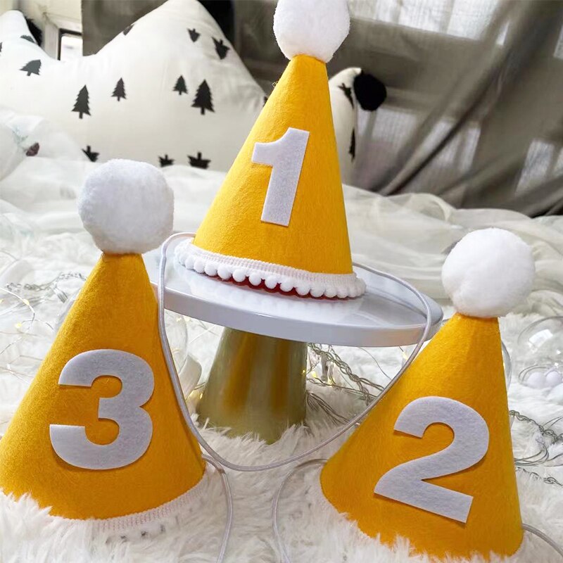 Chapeau couronne d'anniversaire pour enfants, coiffe princesse Prince, décoration de fête prénatale, fournitures pour fête d'anniversaire, 1/2/3 ans