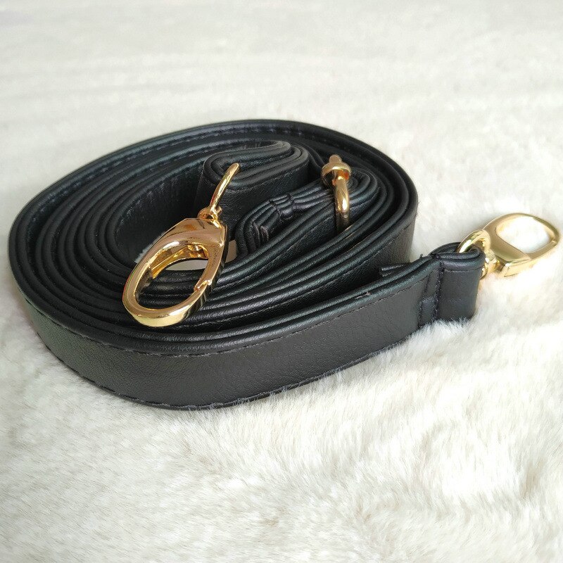 PU Læder Skulderrem Taske Tilbehør DIY Crossbody Justerbar Taske Bælte Rem Håndtaske Rem Kvinder Gul Spænde: Sort