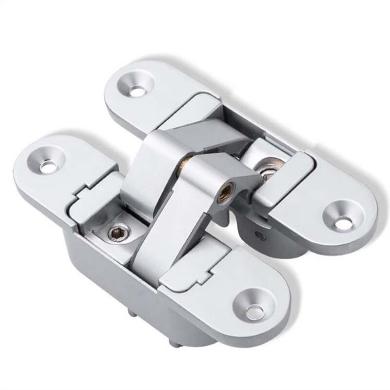 Drie-Dimensionale Onzichtbare Deur Scharnieren Houten Deur Vouwen Blind Deuren Cross 180 Graden Binnen En Buiten Open Verborgen Scharnieren: Zilver / left open