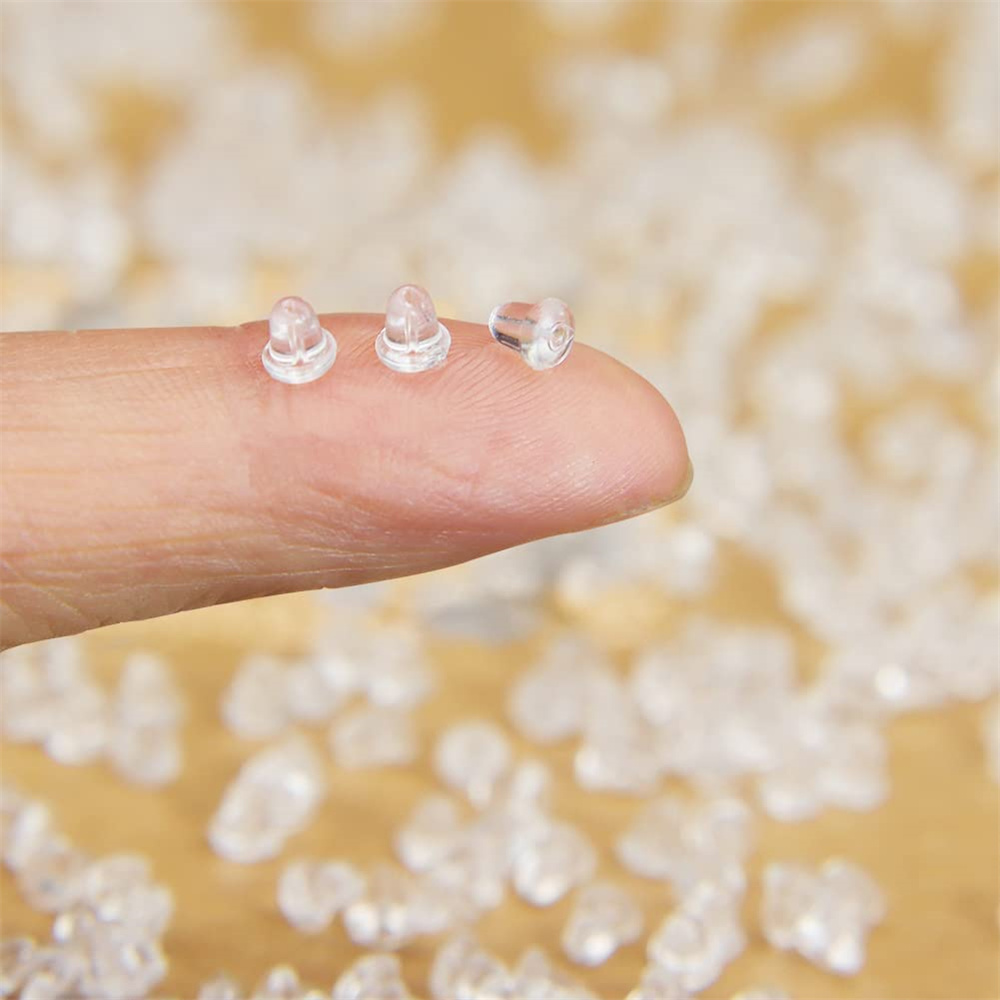 200/1000 Uds. De pendientes transparentes de silicona, respaldos de seguridad, tapón de embrague tipo bala, repuesto para pendientes de gancho, aros, accesorios DIY