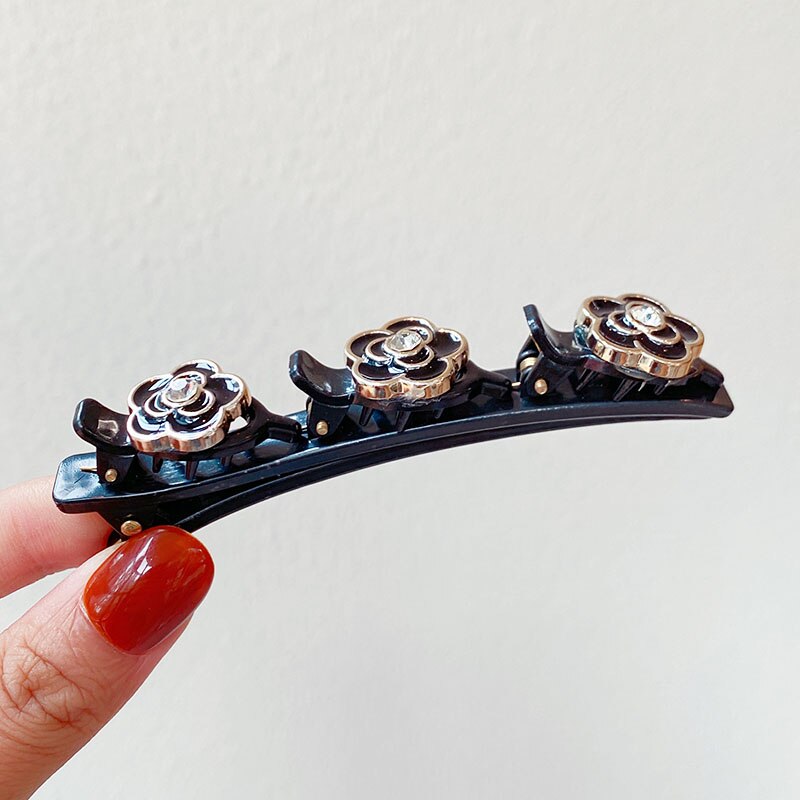 Horquillas trenzadas con perlas y flores para mujer, pinzas decorativas para el cabello, pasadores de sujeción, diadema, accesorios para el cabello: 6