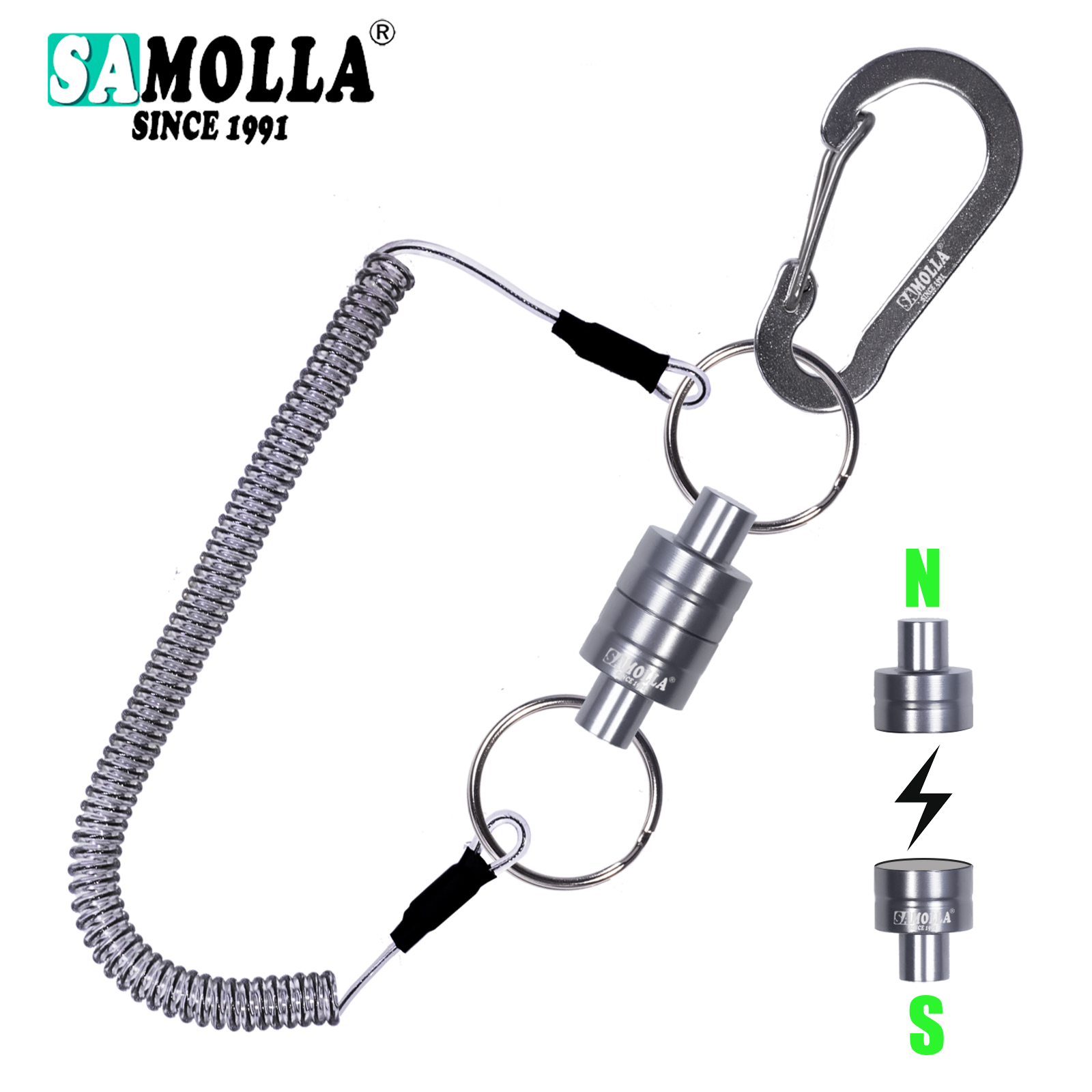 Magnetische Netz Freisetzung Halfter Mit Spiral- Schlüsselband Fliegen Angeln Werkzeuge Starke Magnet Karabiner Schnelle Schnalle Anti Seil Zubehör
