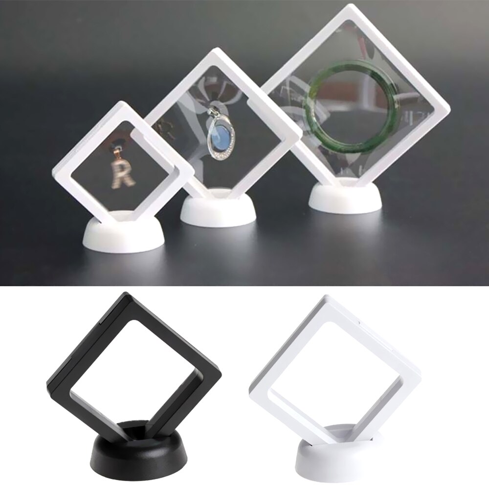 Floating Picture Frame Shadow Box Jewelry Display Stand Ring Pendant Holder Protect Jewellery Stone Presentation Case 3D Boxs