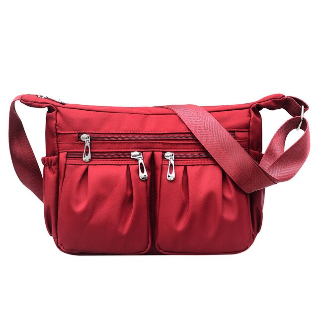Yogodlns Nylon Shoulder Bag Women Waterproof Crossbody Bag Multi-pocket Handbag Large Capacity Messenger Bag Travel Oxford Bags: red