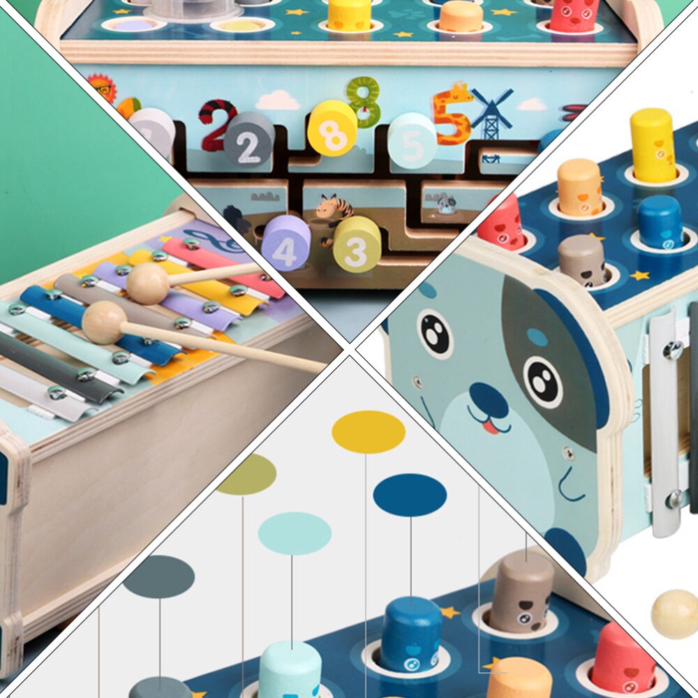 1 Set Dog Whack-a-mole Game Toy Knocking Piano Toy Without Battery Sky-blue