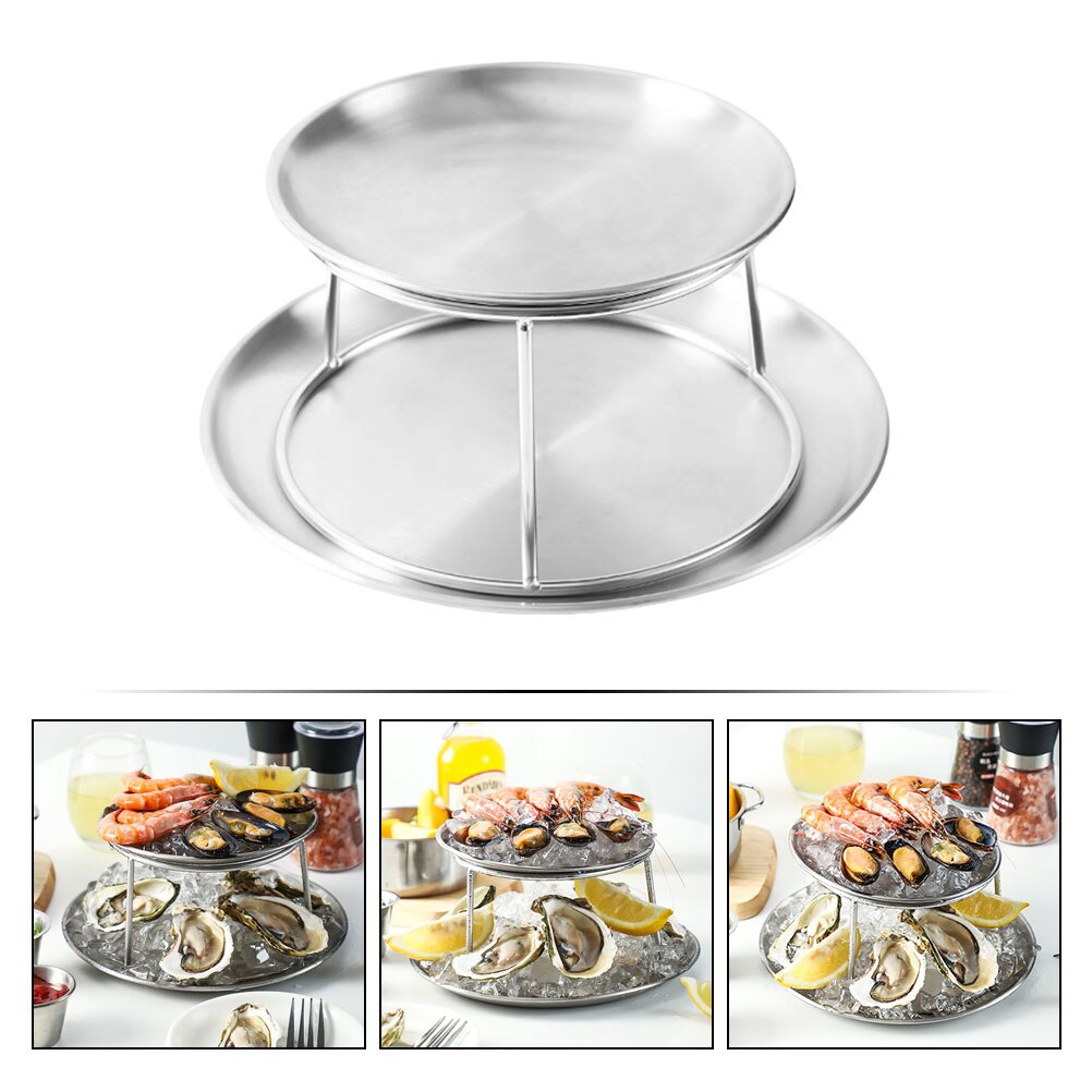 Seafood Platter Sea Food Plate Snack Dessert Platter Kitchen Gadget (Silver)