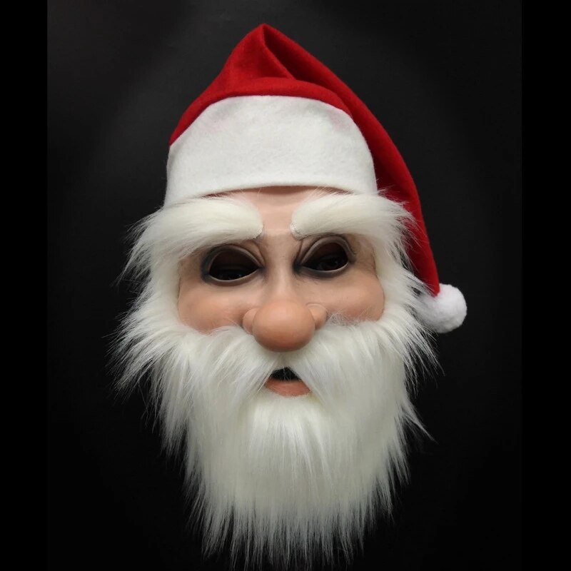 Santa Claus Cosplay Mask Adult Latex Christmas Costume Props Headgear With Hat