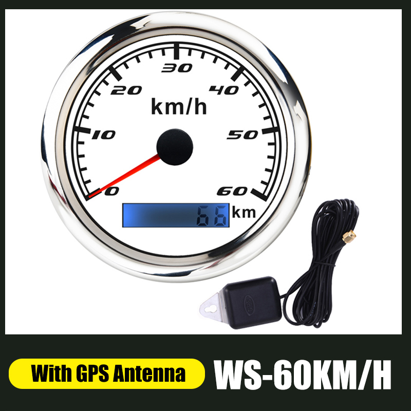 60 km/h GPS Speedometer Odometer 85mm Speed Gauge 120km/h 200km/h With GPS Antenna For Marine Boat Car ATV Truck Red Backlight