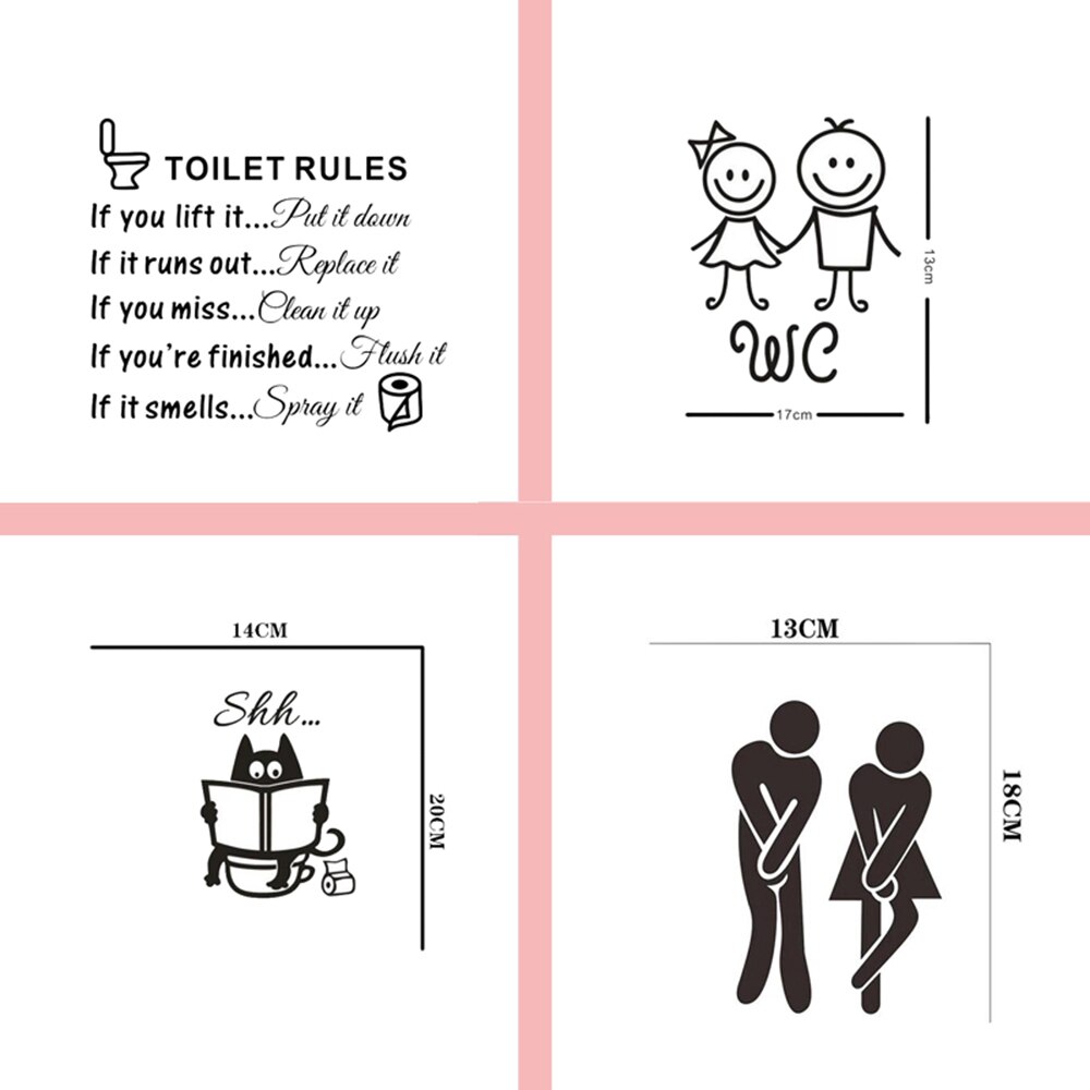 25x29CM Englisch Wc Aufkleber Hause und Öffentlichen Orten transparent Abnehmbare Dekoration DIY Lustige Kunst Heimat Schlecht Aufkleber regeln