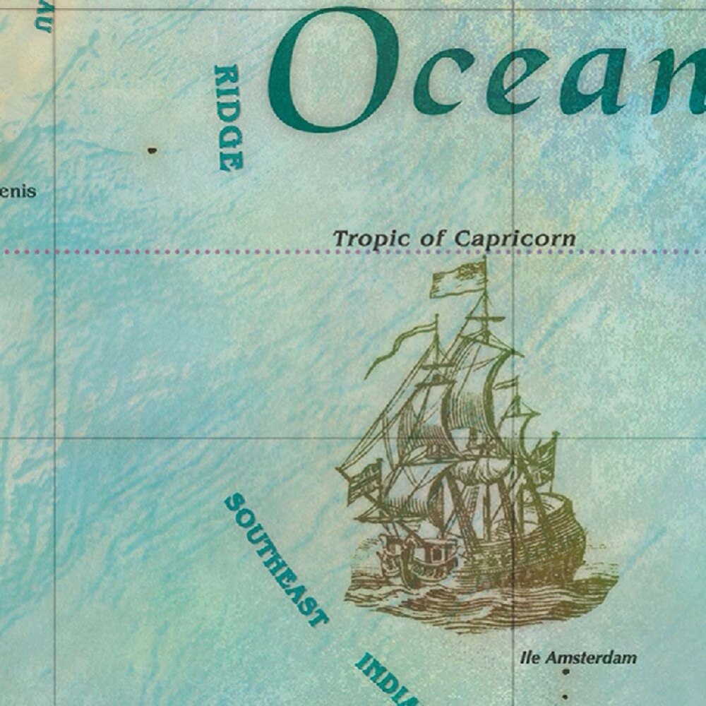 E04 Klassieke Retro Kraft-Papier Zeilen Voyage World Map voor School en Kantoor 70.5x35.5 cm