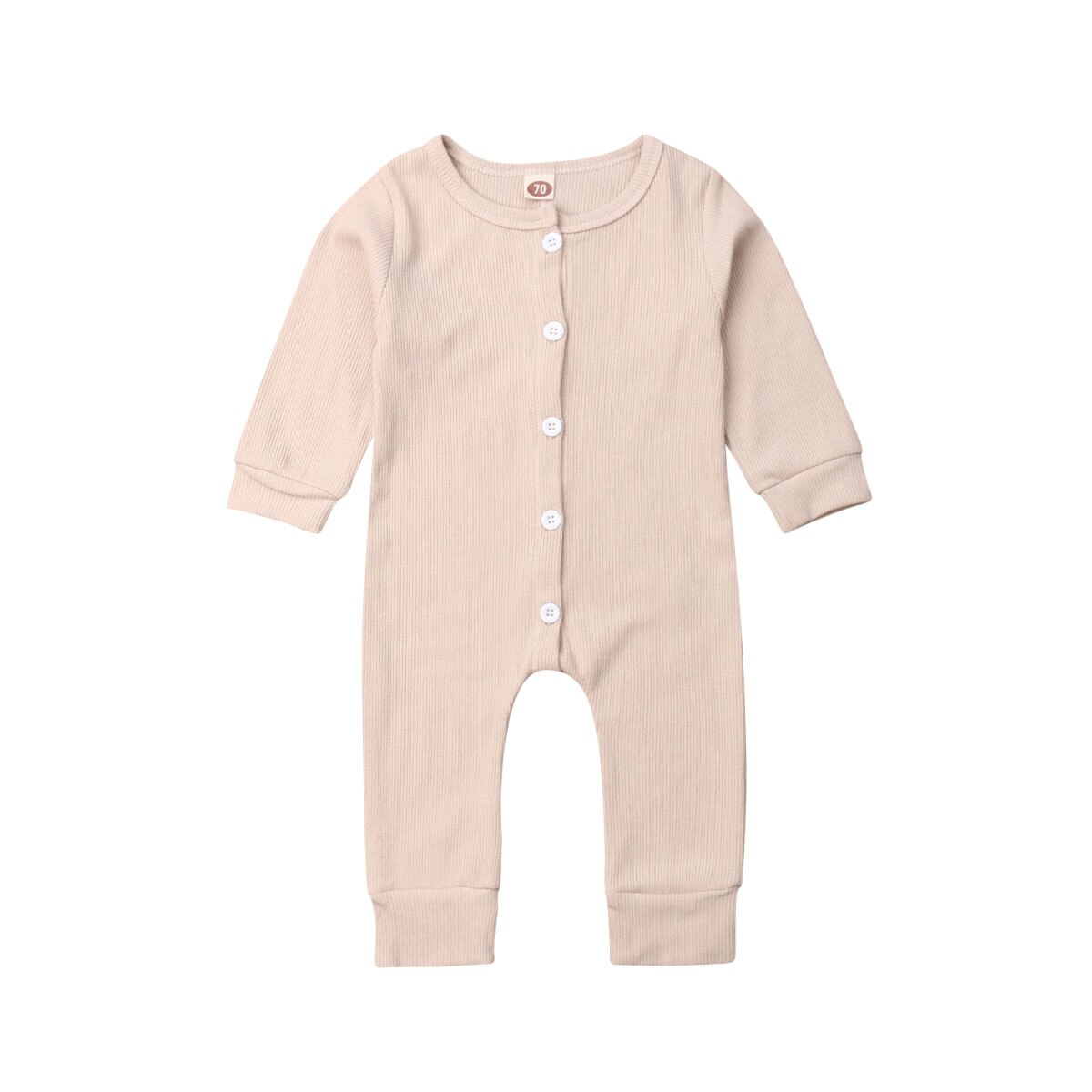 Unisex-vauvan toppahousut pitkähihaiset napit tytöille poikien toppahousut kiinteät taaperohousut vapaa-ajan haalarit vastasyntyneiden housut poikien vaatteet: Khaki / 18m