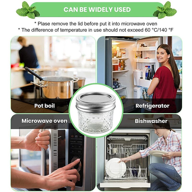 Small Mason Jar Set (About 120 G) 12 Pieces Mini Jar with Lid and Strap with Crystal Glass