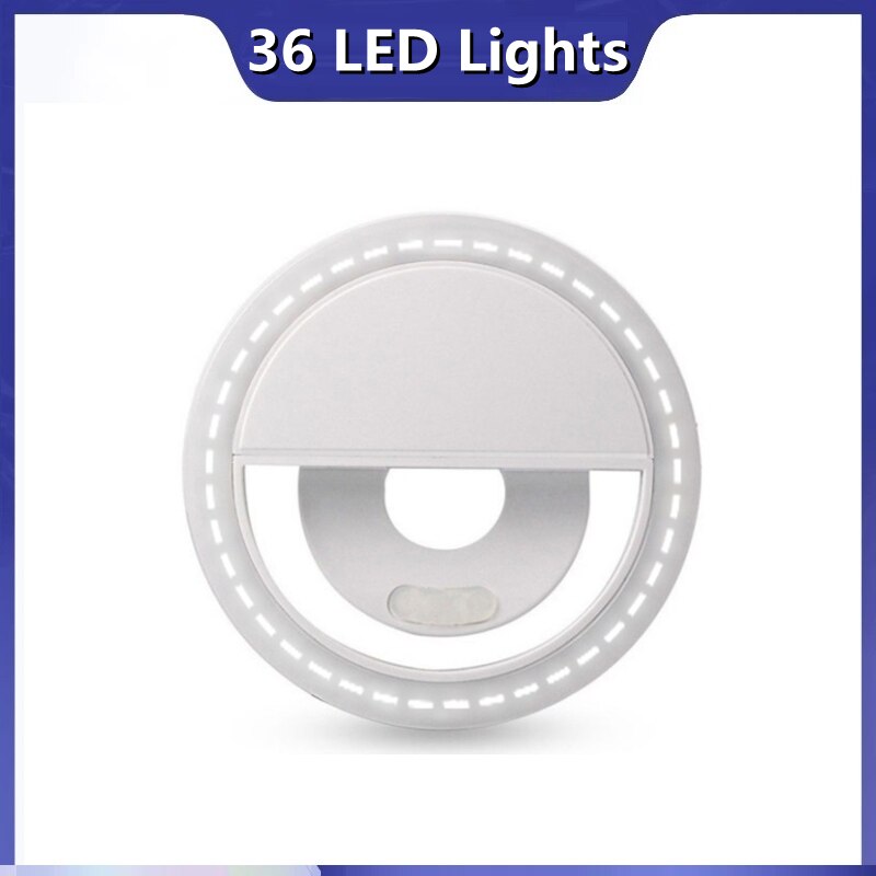 LED Ring Flash Universal Selfie Light LED portatili per telefoni cellulari lampada per Selfie anello luminoso Clip per iPhone 13 X XR Samsung: White 36 lights