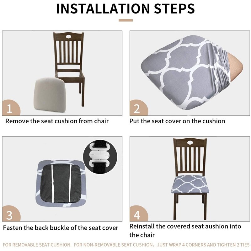 4 Pcs,Chair Seat Covers,Dining Room Chair Seat Covers with Ties,Stretch Printed Chair Covers Protectors for Chairs