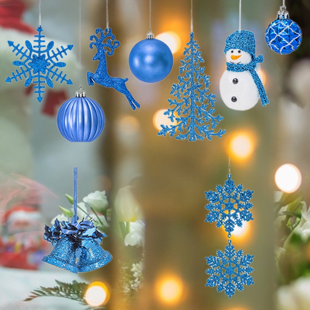 Christmas window sticker blue hanging crystal ball snowflake wall sticker window decoration room decoration atmosphere s