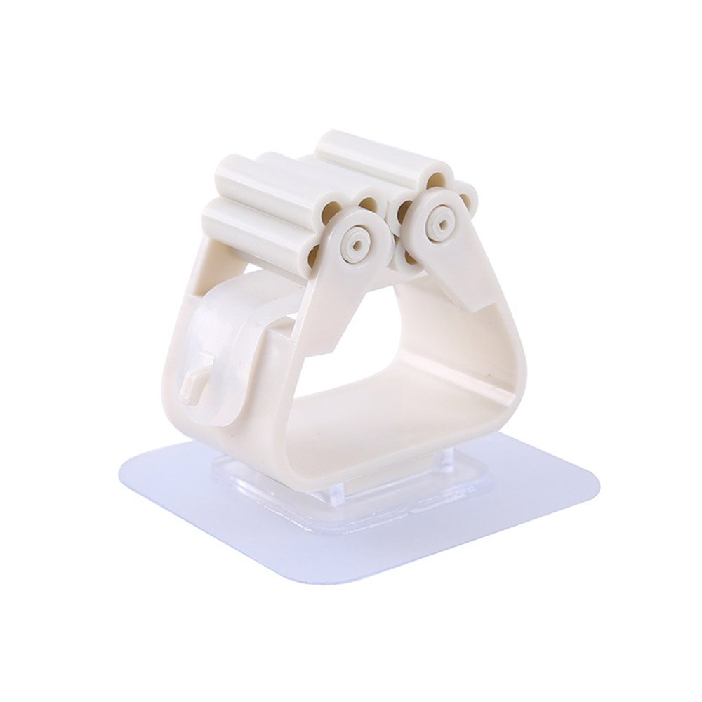 No Punching Hanging Mop Rack Bathroom Mop Hooks Sticky Hook Holders Broom Hanger Deck Mop Clip Multicolor PVC Adhesive Hooks: White