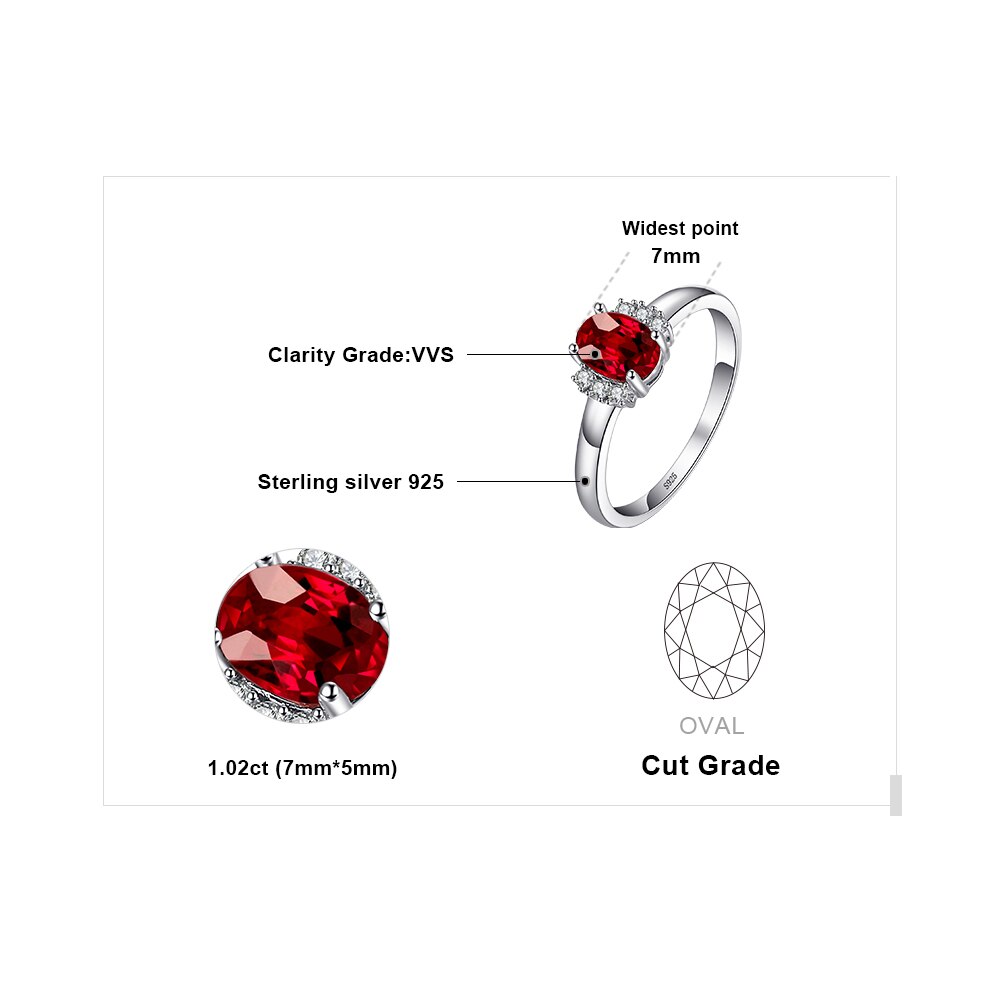 Jewelrypalace oval rød naturlig rød granat 925 ringer i sterlingsølv til kvinner forlovelsesringer med edelsten og fødselsstein
