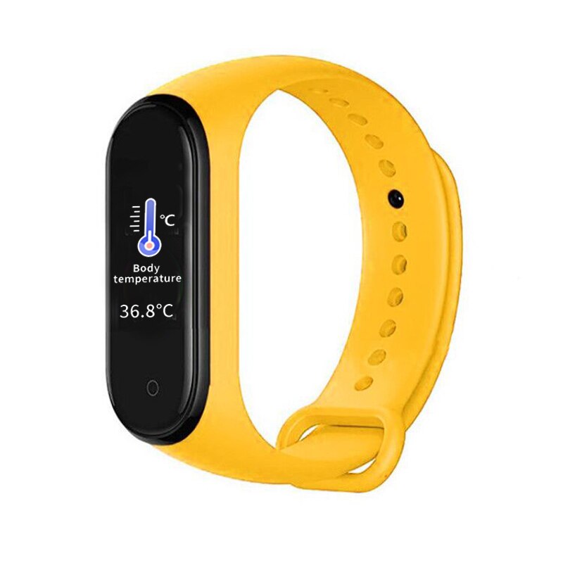 M4 versione di Aggiornamento Del Corpo Termometro Braccialetto M4 Misura Pro Salute Intelligente Banda M5 Bluetooth di Chiamata/Musica di Fitness Tracker Orologio: M4 Pro Yellow