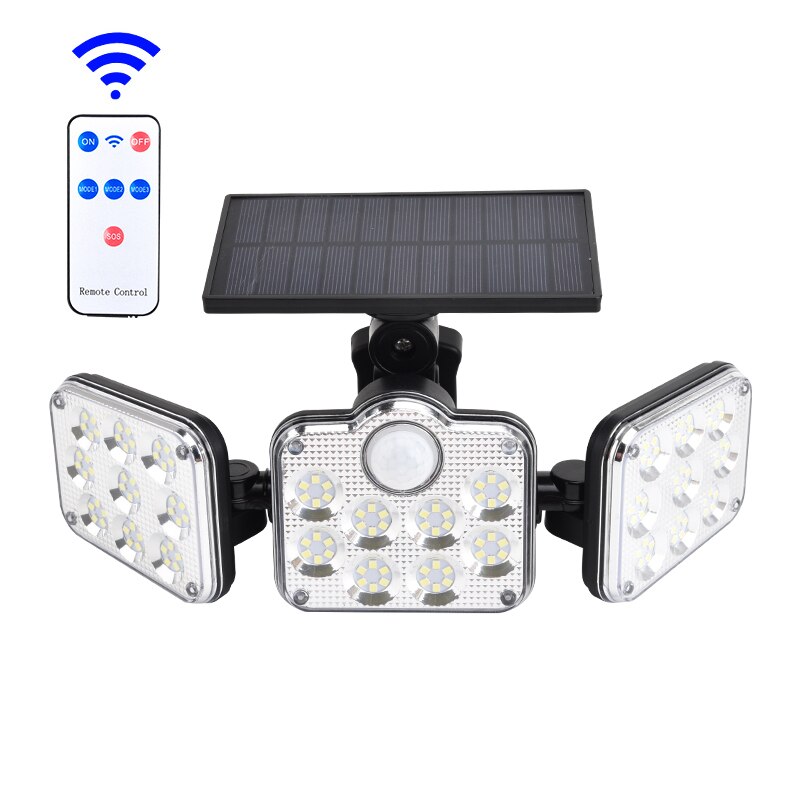 Solar Sensor Wall Light Three-head LED Rotatable Wall Lamp Garden Outdoor Street Intelligent Remote Solar Power Light: 03