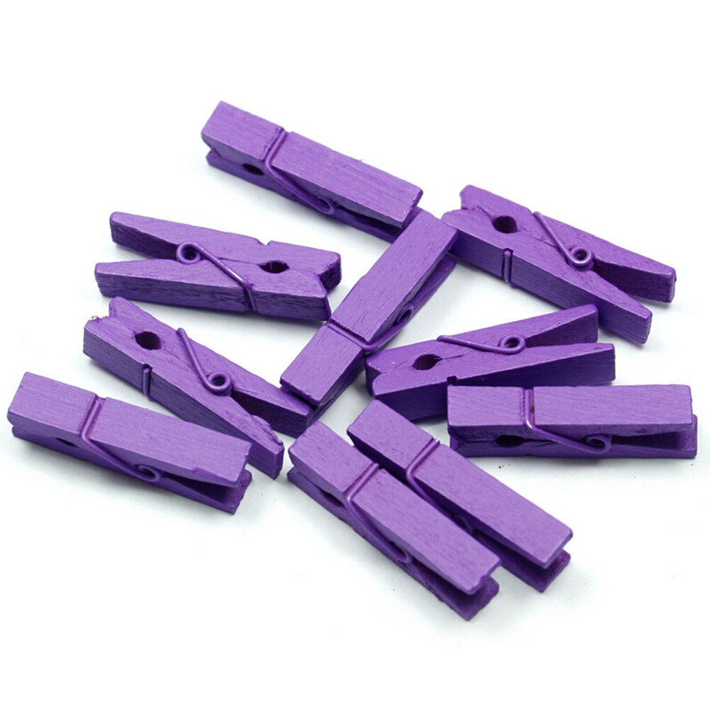 Pinces en bois naturel de 35mm | Très petites tailles de Mine pour photos, pinces à linge, pinces de décoration artisanales: VIOLET