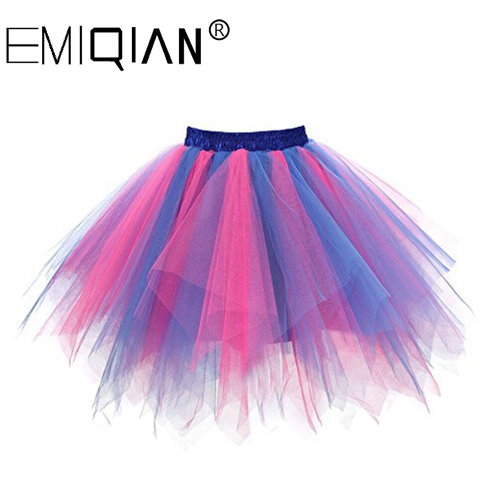 Korte Petticoat Tule Rokken Vrouwen Elastische Stretch Lagen Zomer Volwassen Tutu Rok Onderrok: Multi Color 4