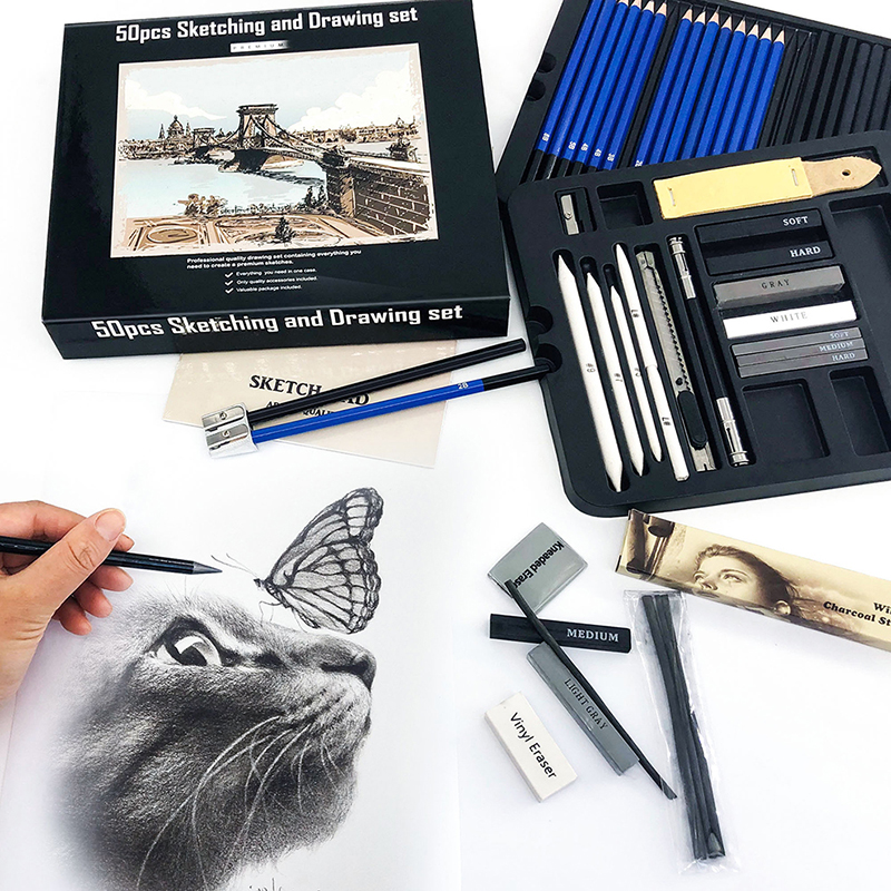 Drawing Pencils Sketch Art Set 50PCS Includes Sketching Graphite Pencils,Graphite and Charcoal Pencils Art Supplies Pencil