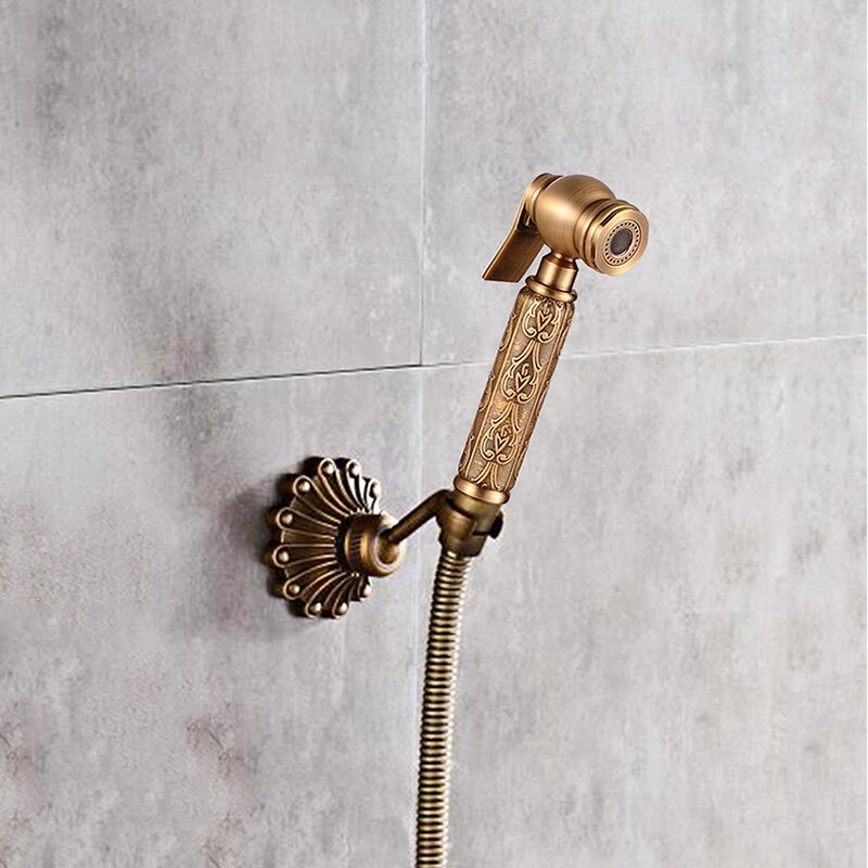 Bidet Kranen Messing Antieke Douche Kranen Wasmachine Mixer Moslim Ducha Higienica Enkele Koud Water Mixer Kraan Vierkante Douche Spray: Rood