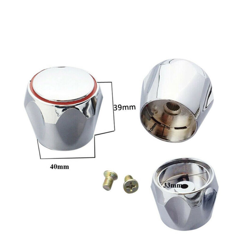 Koude Kraan Slingerknop Universele Vervanging Handvat Zilver Tone Rood + Blauw 2 Stks/set Kraan Knop Handvat Badkamer Accessoires