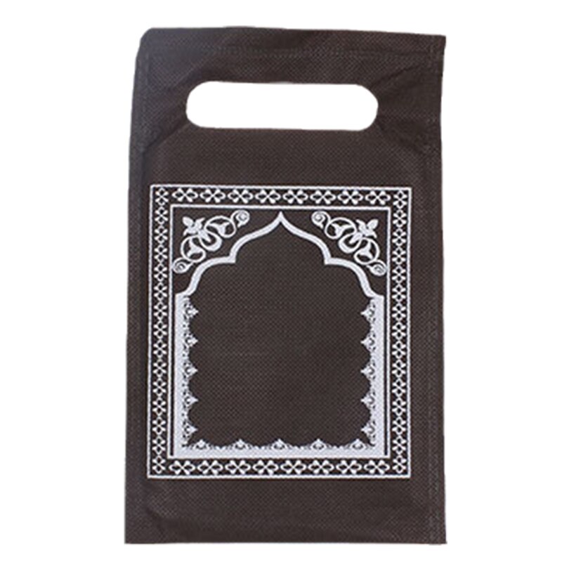 Alfombra de oración musulmana plegable, alfombra islámica interactiva de oración, ornamento para Eid Ramadán, decoración religiosa: Black