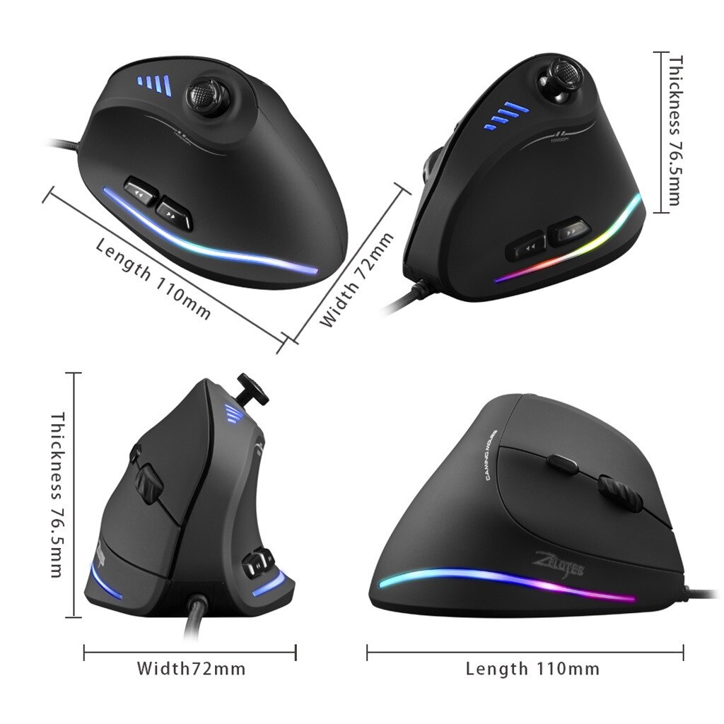 USB Rechargeable Wireless Mouse 2.4GHz Vertical Gaming Mouse 1500-10000 DPI Ergonomic Computer Mice for PC Laptop Office Game