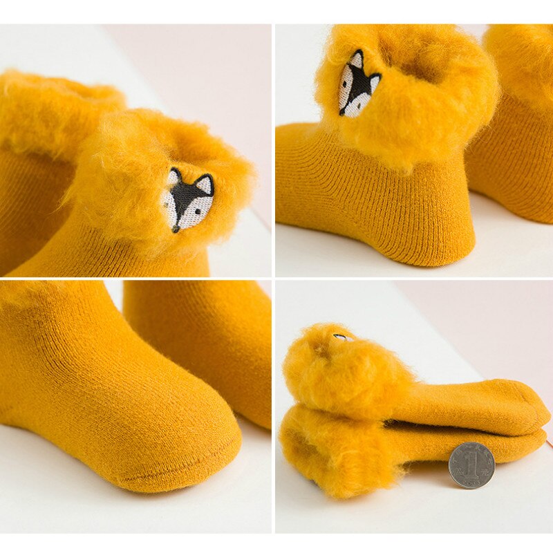 Winter Dikke Warme Badstof Leuke Sokken Cartoon Dieren Sokken Warmer Baby Baby Meisjes Jongens Sok Peuter Warm sok 0-3Y