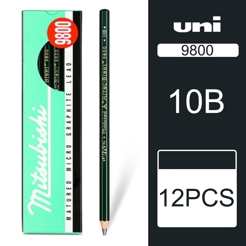 12/22 pinner uni mitsubishi blyant 9800 testkort tegneblyanter kunstskisseblyant: 10b